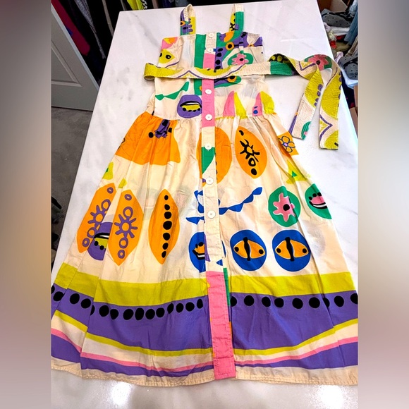 Zara Multicolor Printed Cotton Dress Button Front (XS) - Picture 1 of 5